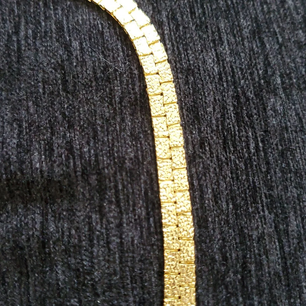 Vintage Gold plated Flat 20 Inch Nugget Textured Necklace